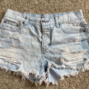 Denim destressed shorts